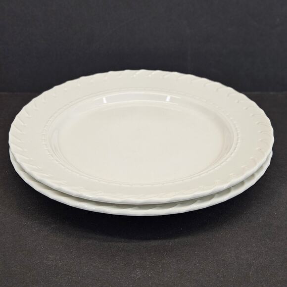 Ralph Lauren Salad Plate Luncheon Dessert Whipstitch Cream Quiet Luxury 8.5" 2pc - Picture 2 of 6